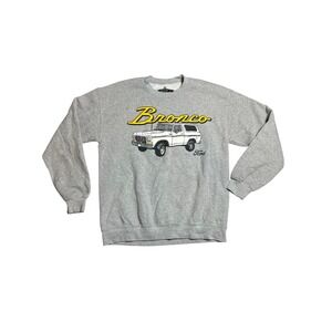 Ford Bronco Graphic Sweatshirt Mens Medium Grey Heather Retro Truck Pullover